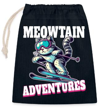 Meowtain Abenteuer – Skifahrende Katze - Verschließbarer Geschenkbeutel aus Baumwolle (25x30cm) - Navy - Vorne