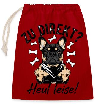 Coole Französische Bulldogge - Verschließbarer Geschenkbeutel aus Baumwolle (25x30cm) - Rot - Vorne