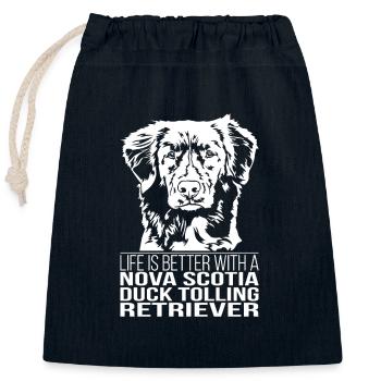 La vie du Duck Tolling Retriever de la Nouvelle-Écosse est meilleure - Sac cadeau en coton avec cordon (25 x 30 cm) - bleu marine - Devant