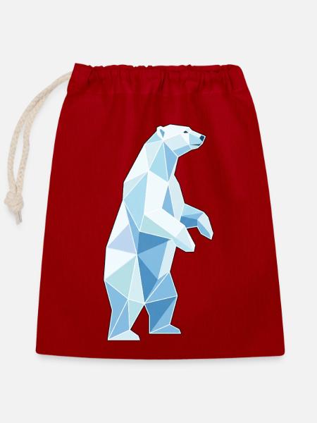 Stehender Poly Stil Eisbär - Verschließbarer Geschenkbeutel aus Baumwolle (25x30cm) - Rot