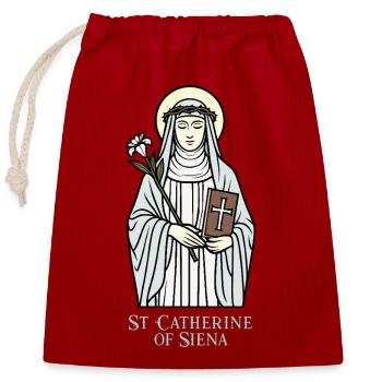 Heilige Katharina von Siena - Verschließbarer Geschenkbeutel aus Baumwolle (25x30cm) - Rot - Vorne