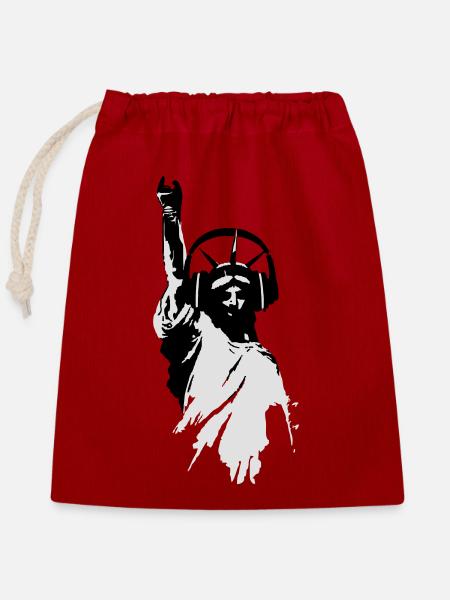 DJane Lady Liberty mit Kopfhörer - Verschließbarer Geschenkbeutel aus Baumwolle (25x30cm) - Rot