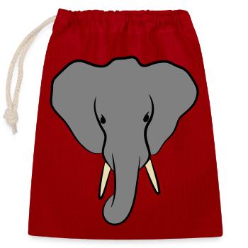 Elephant Head Minimalist - Closable cotton gift bag (25x30cm) - red - Front