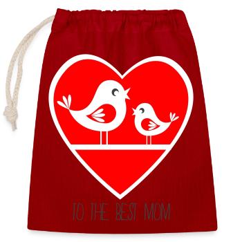 Fête des Mères - Sac cadeau en coton avec cordon (25 x 30 cm) - rouge - Devant