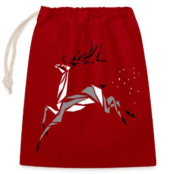 Deer - Closable cotton gift bag (25x30cm) - red - Front