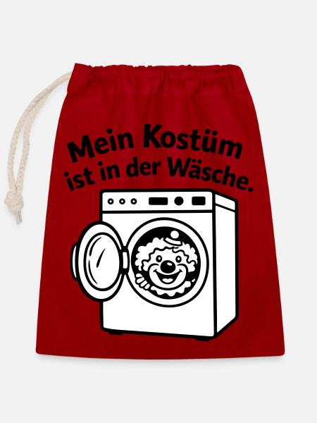 Karneval_Muffel: Kostüm in Wäsche - Verschließbarer Geschenkbeutel aus Baumwolle (25x30cm) - Rot