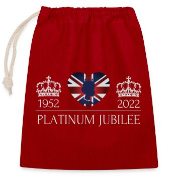 Reine 70e anniversaire du trône 2022 70 ans platine - Sac cadeau en coton avec cordon (25 x 30 cm) - rouge - Devant
