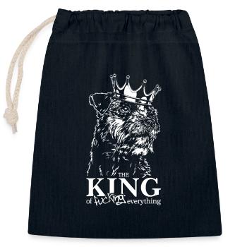 BORDER TERRIER King Dog Disant Chiens Wilsigns - Sac cadeau en coton avec cordon (25 x 30 cm) - bleu marine - Devant