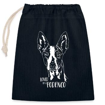 Loved by a Podenco Hunde Hundespruch Wilsigns - Verschließbarer Geschenkbeutel aus Baumwolle (25x30cm) - Navy - Vorne