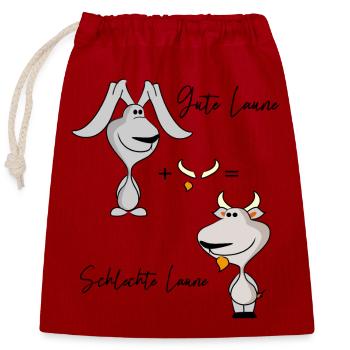 bonne humeur - Sac cadeau en coton avec cordon (25 x 30 cm) - rouge - Devant
