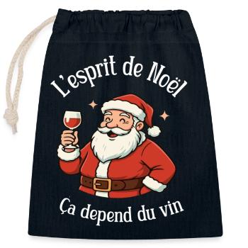 Weihnachten & Rotwein – Der spaßigste Weihnachtsmann - Verschließbarer Geschenkbeutel aus Baumwolle (25x30cm) - Navy - Vorne