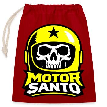 Motor Santo Schädel Logo - Verschließbarer Geschenkbeutel aus Baumwolle (25x30cm) - Rot - Vorne