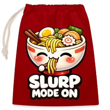 Slurp Mode On Ramen Kawaii - Verschließbarer Geschenkbeutel aus Baumwolle (25x30cm) - Rot - Vorne
