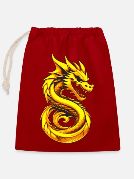 Asien Japan China Drache - Verschließbarer Geschenkbeutel aus Baumwolle (25x30cm) - Rot