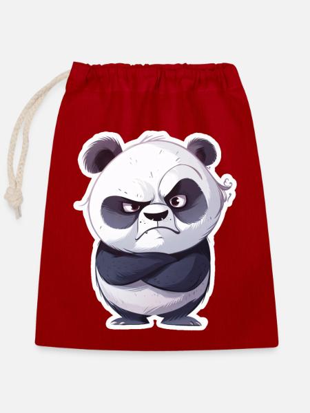Eingeschnappter Beleidigter Panda - Verschließbarer Geschenkbeutel aus Baumwolle (25x30cm) - Rot