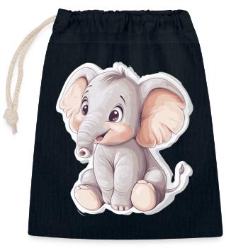 Elephant - Closable cotton gift bag (25x30cm) - navy - Front