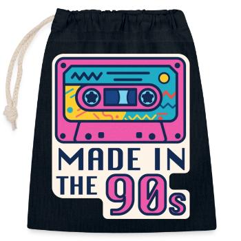 Cassette 90s Nostalgia Design - Closable cotton gift bag (25x30cm) - navy - Front