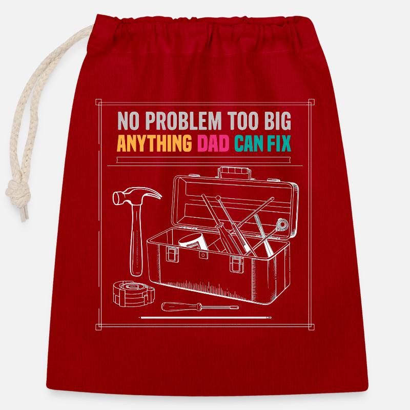 Dad Fix It Toolbox Grafik  - Verschließbarer Geschenkbeutel aus Baumwolle (25x30cm) - Rot