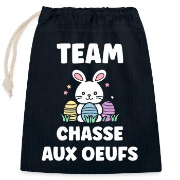 egg hunt - Closable cotton gift bag (25x30cm) - navy - Front