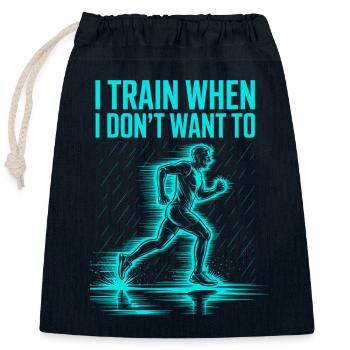 Je m’entraîne même quand je n’en ai pas envie – coureur - Sac cadeau en coton avec cordon (25 x 30 cm) - bleu marine - Devant