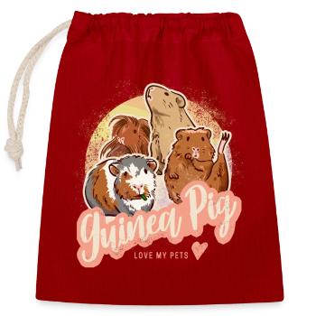 Portrait vintage de cochon d’Inde pour les amoureux des animaux - Sac cadeau en coton avec cordon (25 x 30 cm) - rouge - Devant