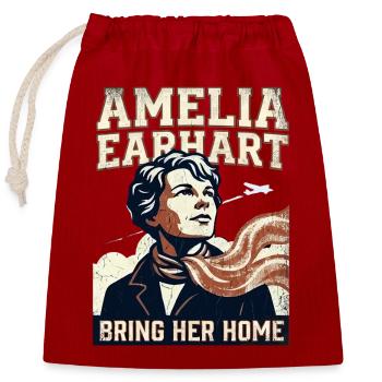 Amelia Earhart – Bring sie nach Hause - Verschließbarer Geschenkbeutel aus Baumwolle (25x30cm) - Rot - Vorne