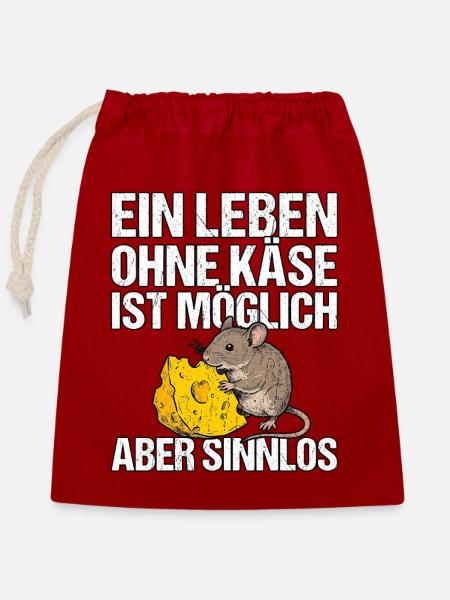Käse Maus Liebhaber - Verschließbarer Geschenkbeutel aus Baumwolle (25x30cm) - Rot
