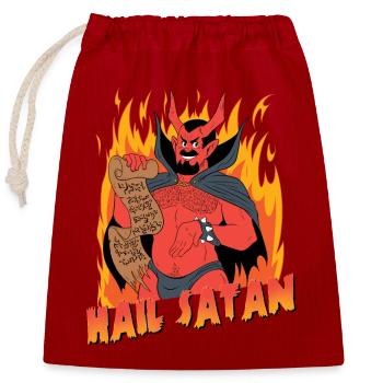 Hail Satan! - Closable cotton gift bag (25x30cm) - red - Front