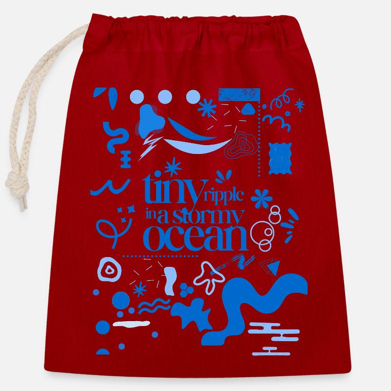 Tiny ripple in a stormy ocean (busy pattern) - Closable cotton gift bag (25x30cm) - red