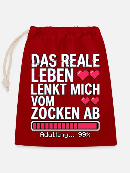 Gaming Spruch - Verschließbarer Geschenkbeutel aus Baumwolle (25x30cm) - Rot