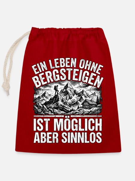 Bergsteiger Liebe - Verschließbarer Geschenkbeutel aus Baumwolle (25x30cm) - Rot