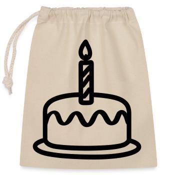 Birthday cake - Closable cotton gift bag (25x30cm) - nature - Front