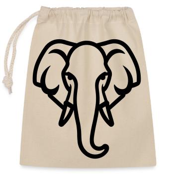 éléphant - Sac cadeau en coton avec cordon (25 x 30 cm) - nature - Devant