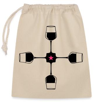Wine Red Wine Glass - Closable cotton gift bag (25x30cm) - nature - Front