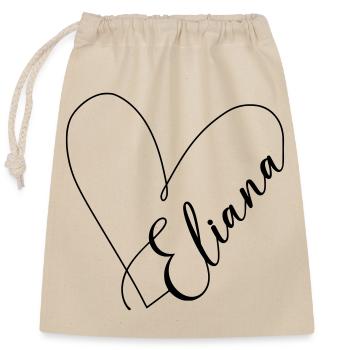 Eliana Name Herzlinie - Verschließbarer Geschenkbeutel aus Baumwolle (25x30cm) - Natur - Vorne