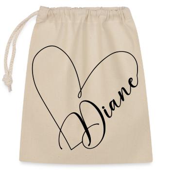 Diane Nom Ligne de coeur - Sac cadeau en coton avec cordon (25 x 30 cm) - nature - Devant