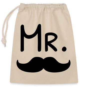 mister mustache - Closable cotton gift bag (25x30cm) - nature - Front
