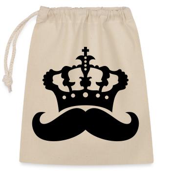 king crown ruler prince mustache mustache - Closable cotton gift bag (25x30cm) - nature - Front