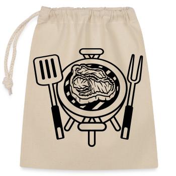 Grillmeister Steak BBQ Kohlegrill - Verschließbarer Geschenkbeutel aus Baumwolle (25x30cm) - Natur - Vorne
