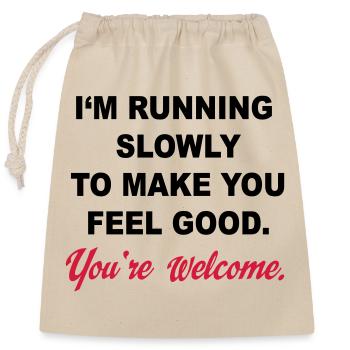 run - Closable cotton gift bag (25x30cm) - nature - Front
