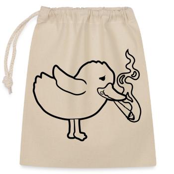 Weed Joint Smoking Chick - Closable cotton gift bag (25x30cm) - nature - Front