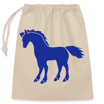 Équitation poney poulain silhouette cavalier hobby - Sac cadeau en coton avec cordon (25 x 30 cm) - nature - Devant
