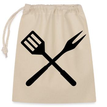 bbq - Closable cotton gift bag (25x30cm) - nature - Front