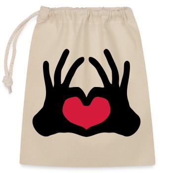 form outlined 2 hands pair of team hand signs half - Closable cotton gift bag (25x30cm) - nature - Front
