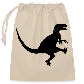 Dancing attacking Raptor T -Rex - Closable cotton gift bag (25x30cm) - nature - Front