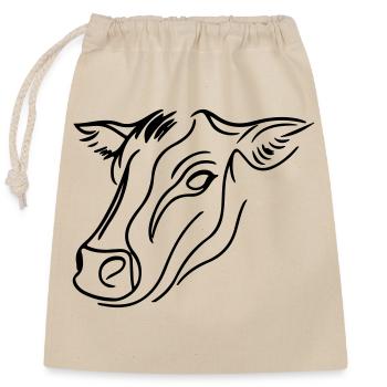 Cow Head Cattle - Closable cotton gift bag (25x30cm) - nature - Front