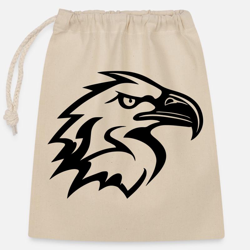 stylized eagle head in profile - Closable cotton gift bag (25x30cm) - nature