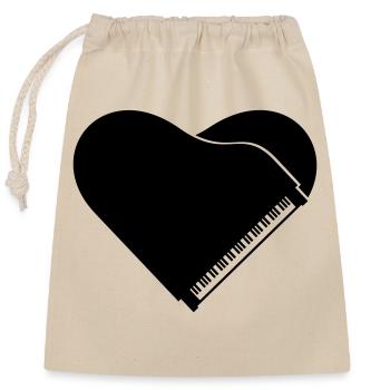 I Love Klavier Piano Herz Musik Instrument Liebe - Verschließbarer Geschenkbeutel aus Baumwolle (25x30cm) - Natur - Vorne