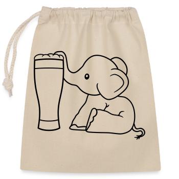 alcohol elephant beer suck drink thirst drunk - Closable cotton gift bag (25x30cm) - nature - Front
