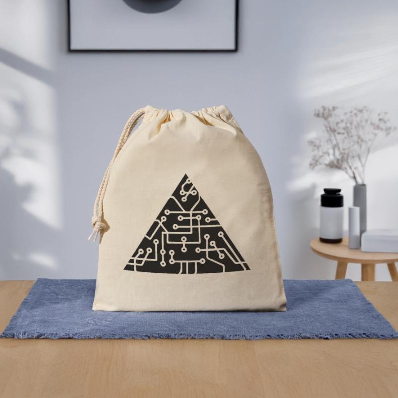 triangular shape microchip technology cool design Closable cotton gift bag (25x30cm)
